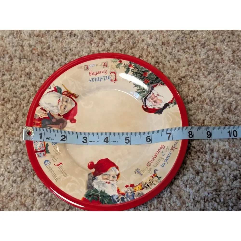 Yankee Candle Christmas Past Shade & Tray Plate Set Vintage Santa Ceramic1208535